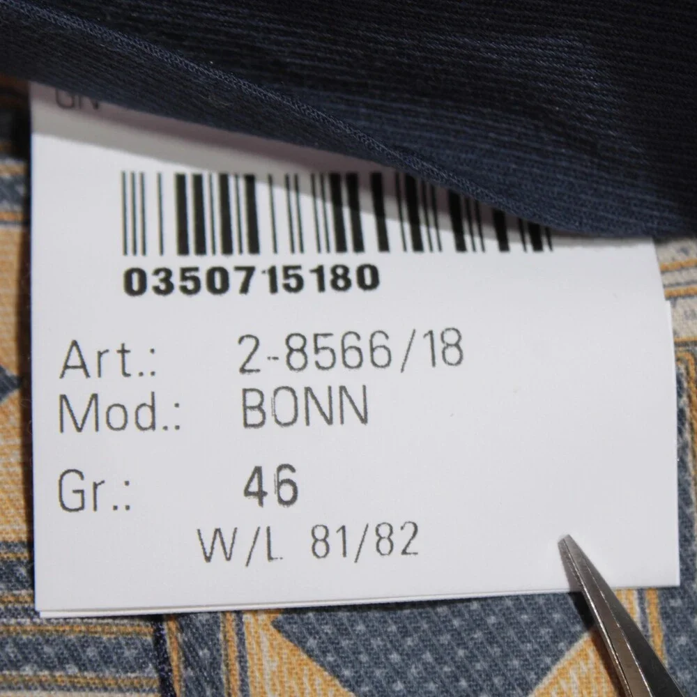 Meyer NWT Chinos / Casual Pants Size 46 (US 30) Bonn in Blue Houndstooth Cotton